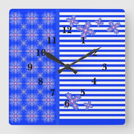 Artdeco Flowers in Retrostijl Vierkante Klok (Voorkant)