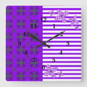 Artdeco Flowers in Retrostijl Vierkante Klok