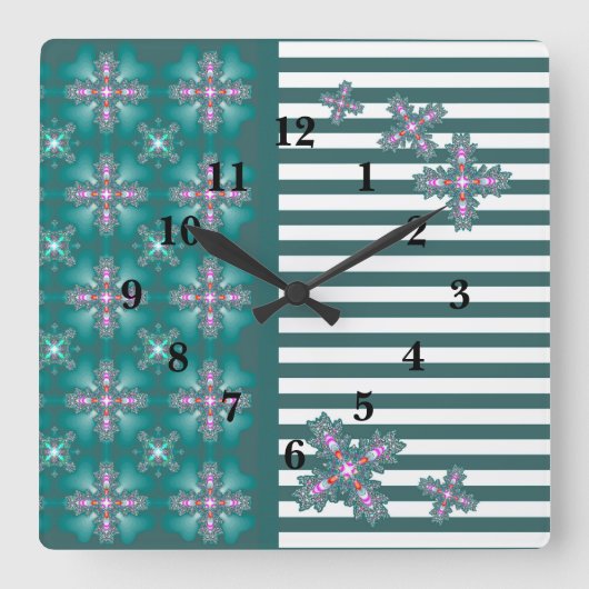 Artdeco Flowers in Retrostijl Vierkante Klok (Voorkant)