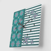 Artdeco Flowers in Retrostijl Vierkante Klok (Hoek)