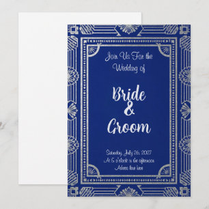 ArtDeco uitnodiging in Gatsby stijl–Marineblauw &