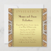 ArtDeco Zon Gouden Glitter Uitnodiging voor Eetfee (Achterkant)