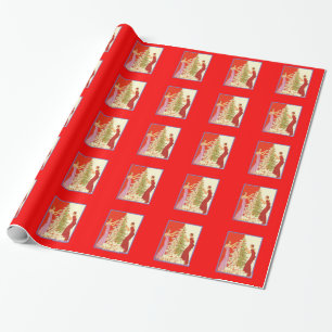 ArtDecoDamesKerstmisWrapPapier 2'x6'Roll Cadeaupapier