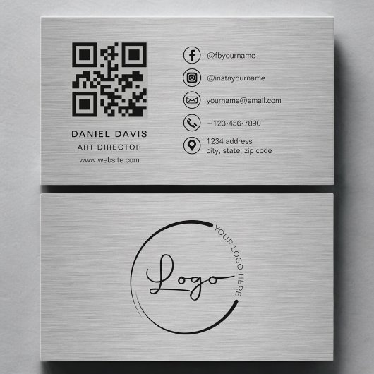 Artdirector Metaal QR Code Visitekaartje