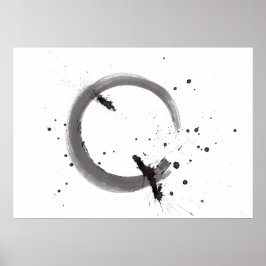 Arte abstrata preto e branco em aquarela poster