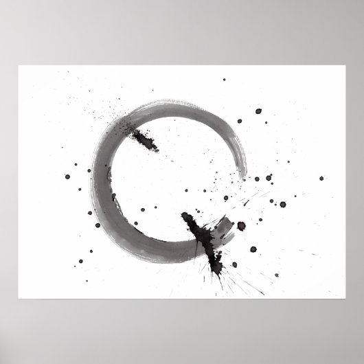 Arte abstrata preto e branco em aquarela poster (Voorkant)