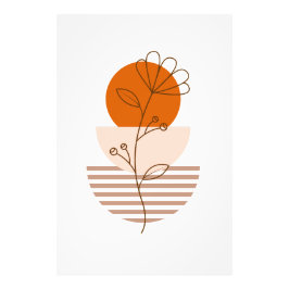 Arte boho flor en un atardecer foto afdruk
