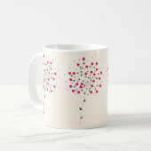 Arte Botânica Harmônica com Flores Rosas e Folhas Koffiemok (Voorkant links)