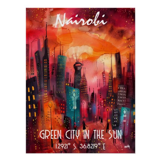 Arte Contemporáneo Nairobi: Ciudad Verde al Sol Perfect Poster (Voorkant)