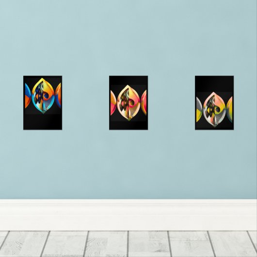 Arte Moderno Abstracto "Fusión Vibrante":  Muurkunst Sets (Houten vloer)