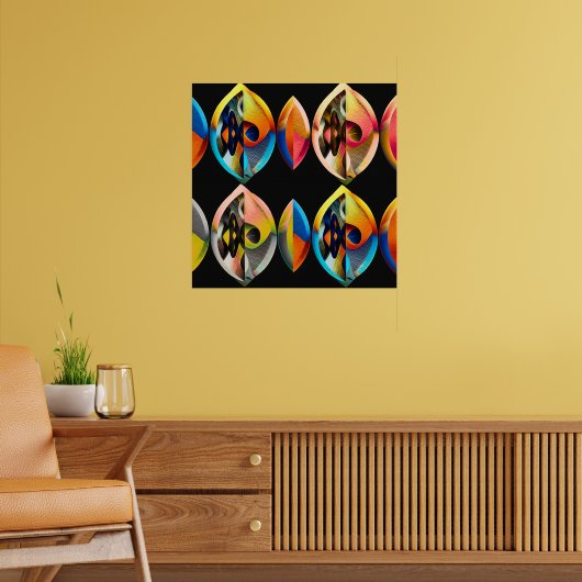 Arte Moderno Abstracto "Fusión Vibrante":  Poster (Woonkamer 2)