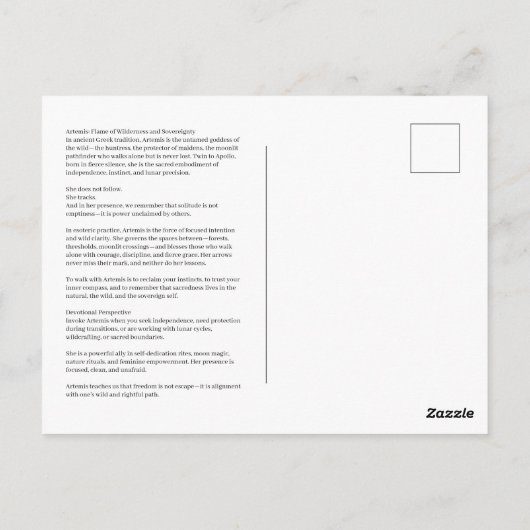 Artemis Goddess of the Hunt Postcard Briefkaart (Achterkant)