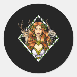 Artemis Griekse godin van de jacht op het oude Gri Ronde Sticker