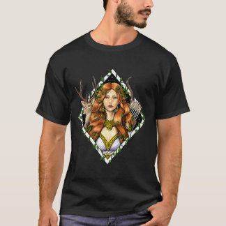 Artemis Griekse godin van de jacht op het oude Gri T-shirt
