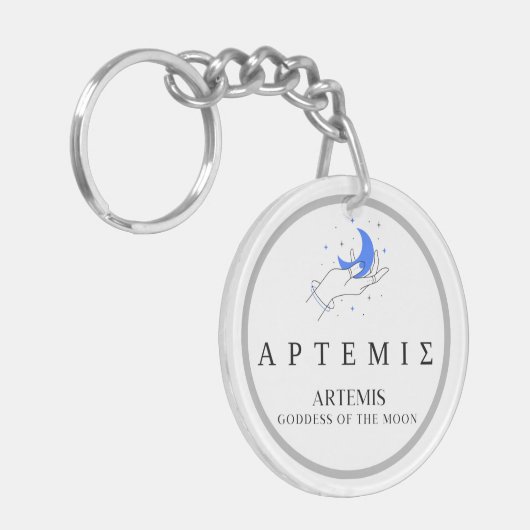 Artemis Griekse godin van Moon Hand Holding Moon Sleutelhanger (Voorkant Links)
