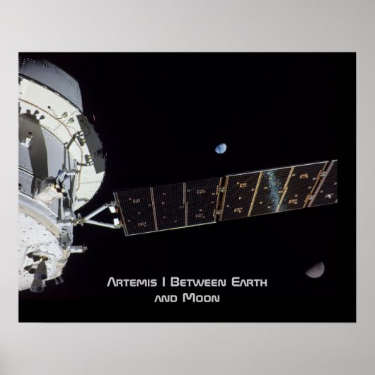 Artemis I Tussen Aarde en Maan Poster (Voorkant)