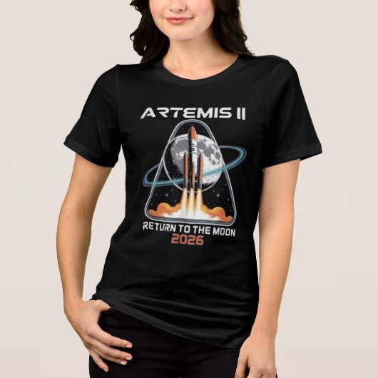 Artemis II-lancering naar de maan 2026 Tri-Blend Shirt (Voorkant)