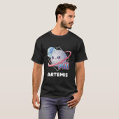 Artemis II Maan met Roze Ringen & Aarde T-shirt (Voorkant volledig)