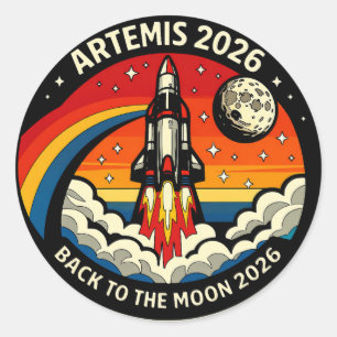 Artemis II Maanmissie 2026 Poster   NASA Raket Ronde Sticker