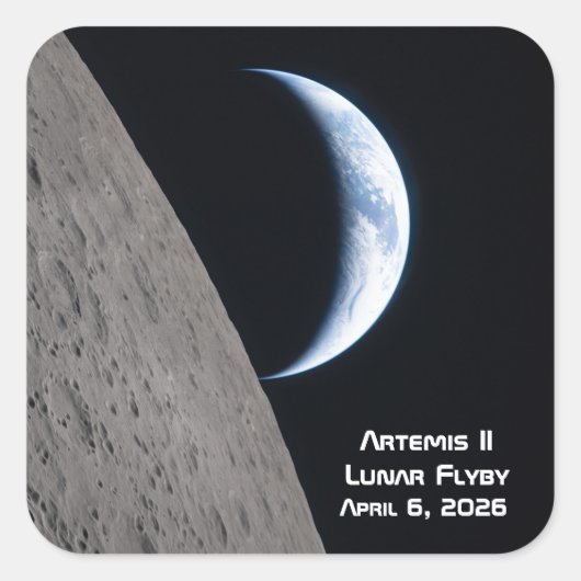 Artemis II maanvlucht Vierkante Sticker (Voorkant)