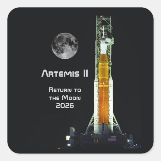 Artemis II Moon Mission Vierkante Sticker (Voorkant)