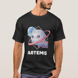 Artemis II Moon with Pink Rings & Earth  T-shirt