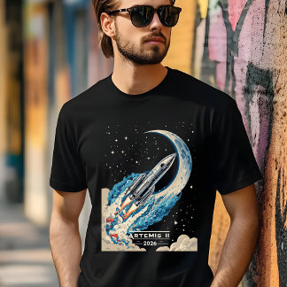 Artemis II NASA Maanmissie Kosmische Raket Kunst T-shirt