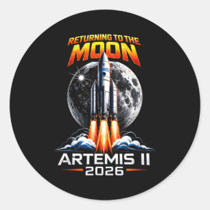 Artemis ii terug naar de maan 2026 cadeau voor man ronde sticker
