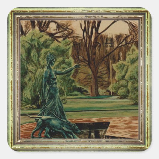 Artemis in de tuinen vierkante sticker (Voorkant)