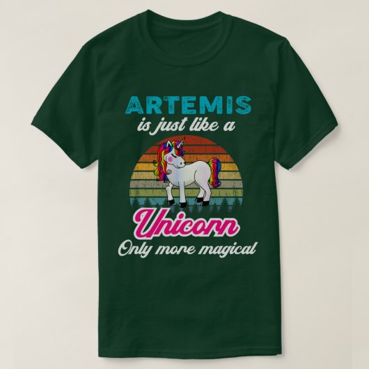 Artemis is als een eenhoorn Funny Mannen Boy Baby  T-shirt (Design voorkant)