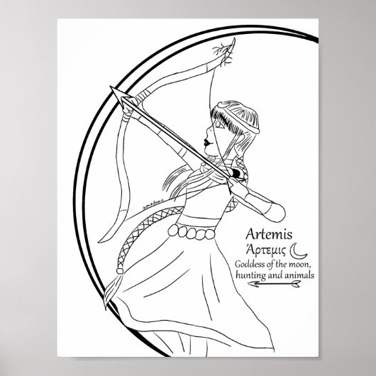Artemis kleurplaat afdrukken poster (Voorkant)
