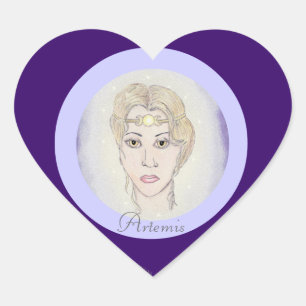 Artemis Moon Goddess Hart Sticker