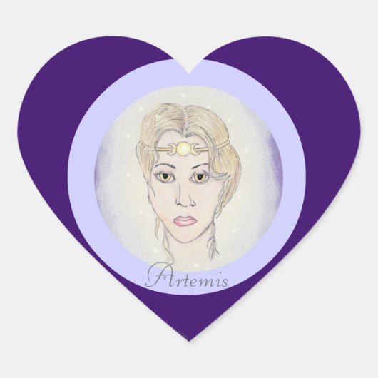 Artemis Moon Goddess Hart Sticker (Voorkant)