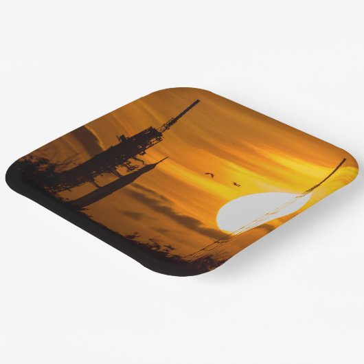 Artemis Moon Rocket in Dawn Papieren Bordje (Gebogen)