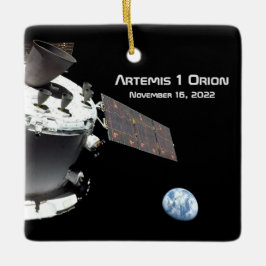 Artemis Orion Spacecraft Blue Marmer Keramisch Ornament