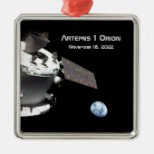 Artemis Orion Spacecraft Blue Marmer Metalen Ornament (Voorkant)