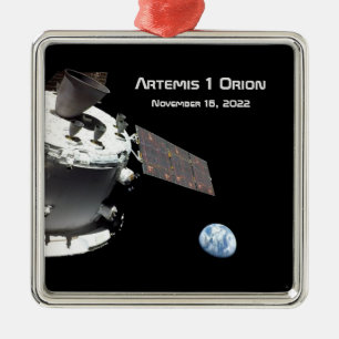 Artemis Orion Spacecraft Blue Marmer Metalen Ornament