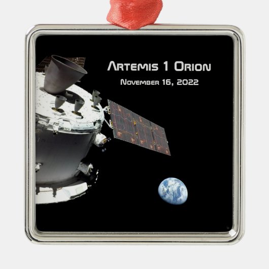 Artemis Orion Spacecraft Blue Marmer Metalen Ornament (Voorkant)