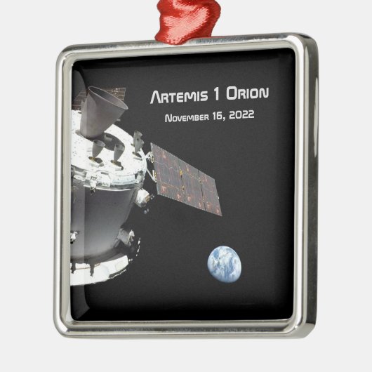 Artemis Orion Spacecraft Blue Marmer Metalen Ornament (Links)