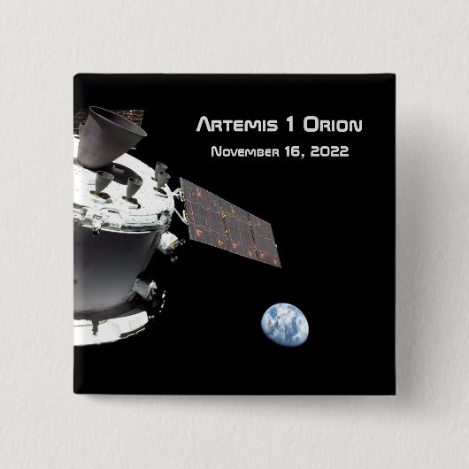 Artemis Orion Spacecraft Blue Marmer Vierkante Button 5,1 Cm (Voorkant)