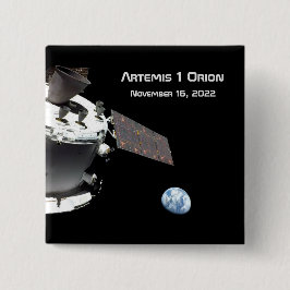 Artemis Orion Spacecraft Blue Marmer Vierkante Button 5,1 Cm