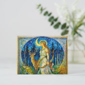Artemis with Deer and Bow in a Starry Forest Night Briefkaart (Staand voorkant)