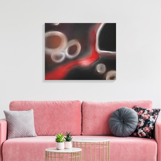 Arterieel Motief: Abstract Zwart, Wit & Rood Canvas Afdruk (Insitu (Woonkamer))