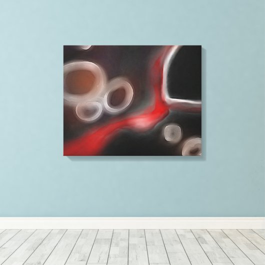Arterieel Motief: Abstract Zwart, Wit & Rood Canvas Afdruk (Insitu (Houten vloer))