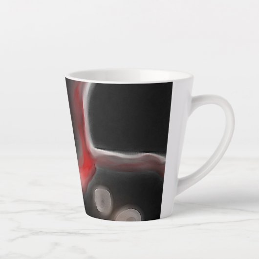 Arterieel Motief: Abstract Zwart, Wit & Rood Latte Mok (Rechts)