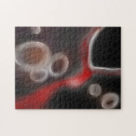 Arterieel Motief: Abstract Zwart, Wit & Rood Legpuzzel