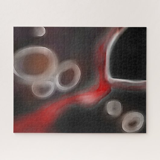 Arterieel Motief: Abstract Zwart, Wit & Rood Legpuzzel (Horizontaal)