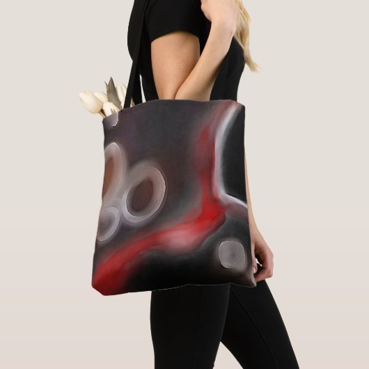 Arterieel Motief: Abstract Zwart, Wit & Rood Tote Bag (Dichtbij)