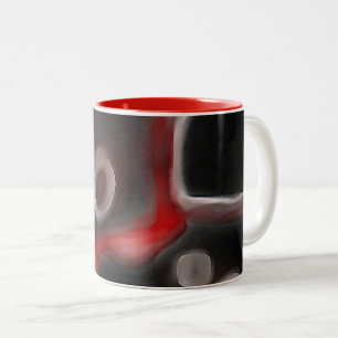 Arterieel Motief: Abstract Zwart, Wit & Rood Tweekleurige Koffiemok