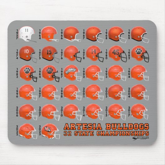 Artesia Bulldogs State Champs Helmet Mousepad Muismat (Voorkant)